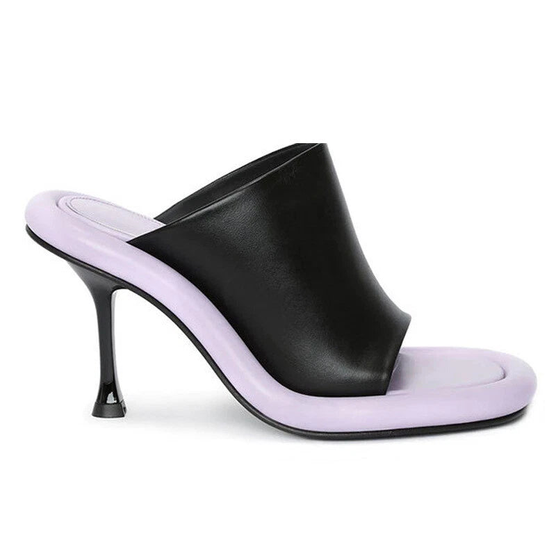 Summer Women's High Spool Heel Mules Dress Slides Slippers Party Sandals Fashion