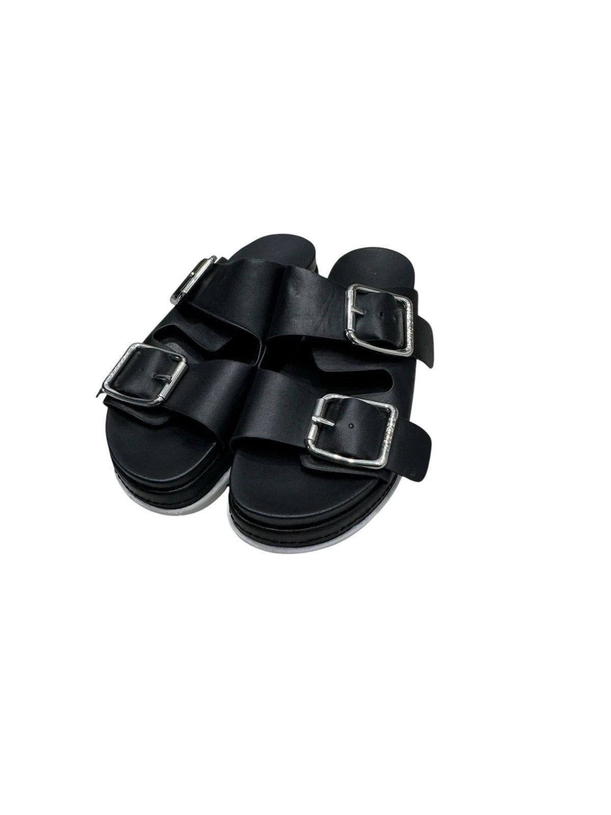 J Slides NYC Black Platform Double Strap Slide Sandals Womens Size 6M
