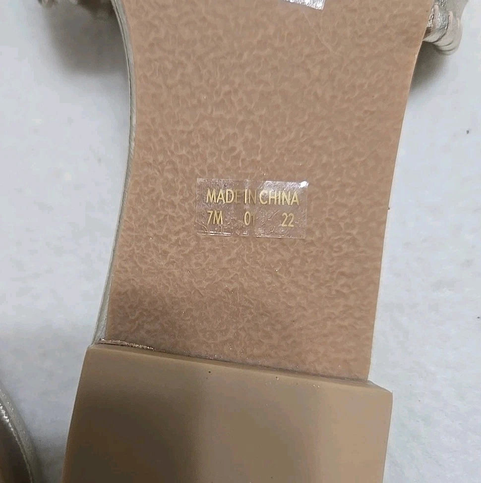 Jack Rogers Leather Slide Sandals Shoes Pale Gold  Women's Size 7M