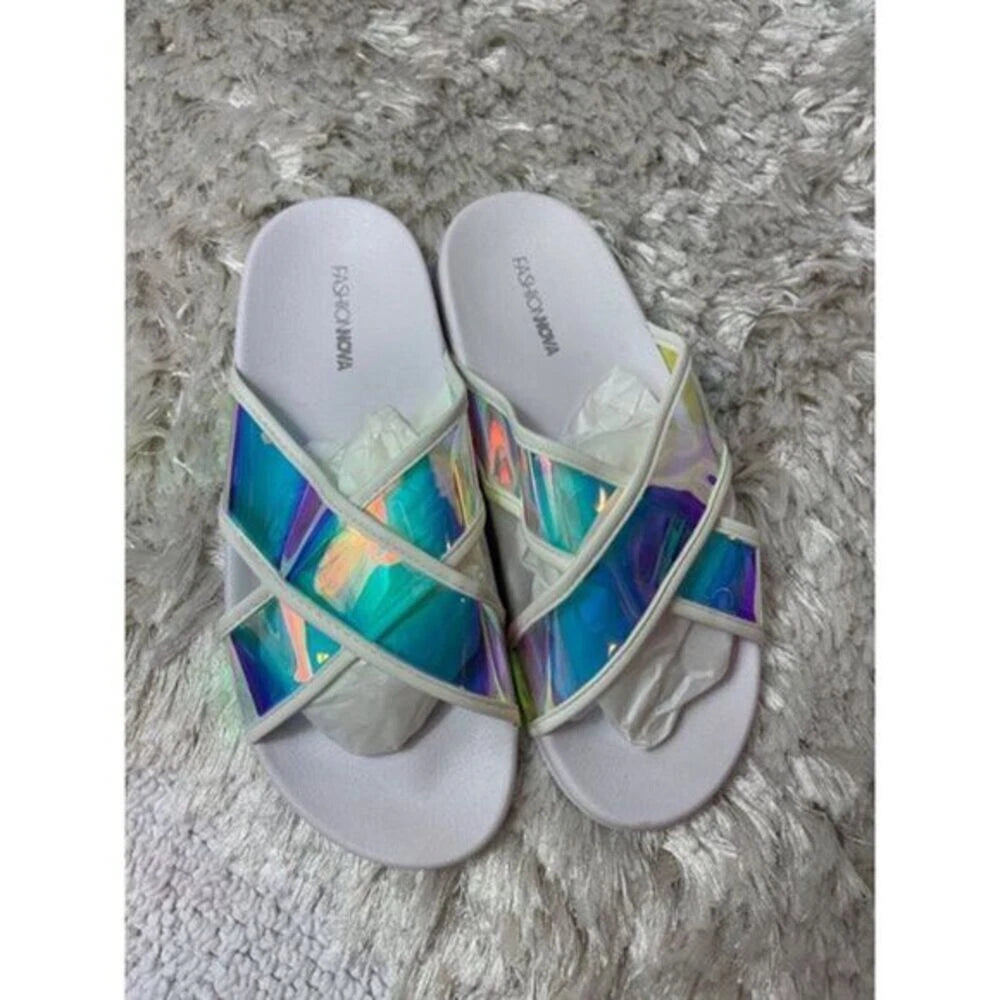 Look Here Slide Slip On Sandal White 8.5