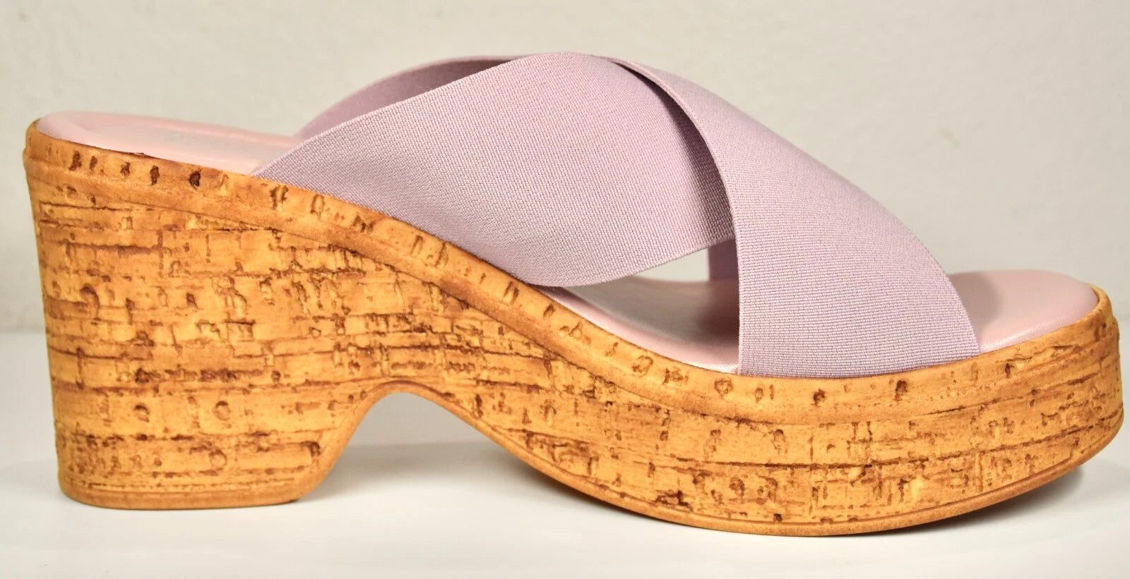 ITALIAN SHOEMAKERS NIB $120 NAIBE  CRISSCROSS PINK PLATFORM SLIDE SANDAL. 8.5 M