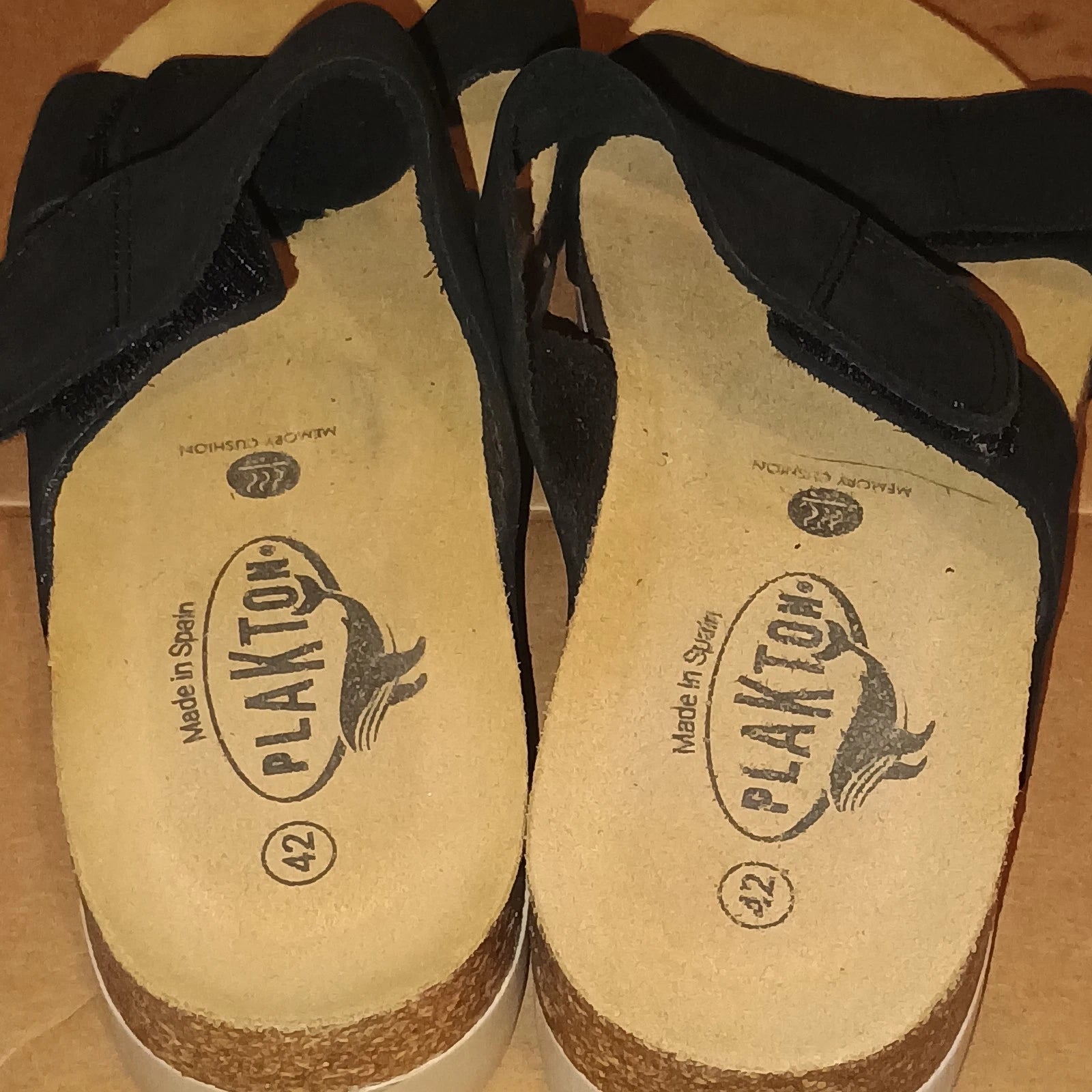 Plakton Women’s Sandals Size 11 Black Cork Footbed Adjustable Memory Cushion