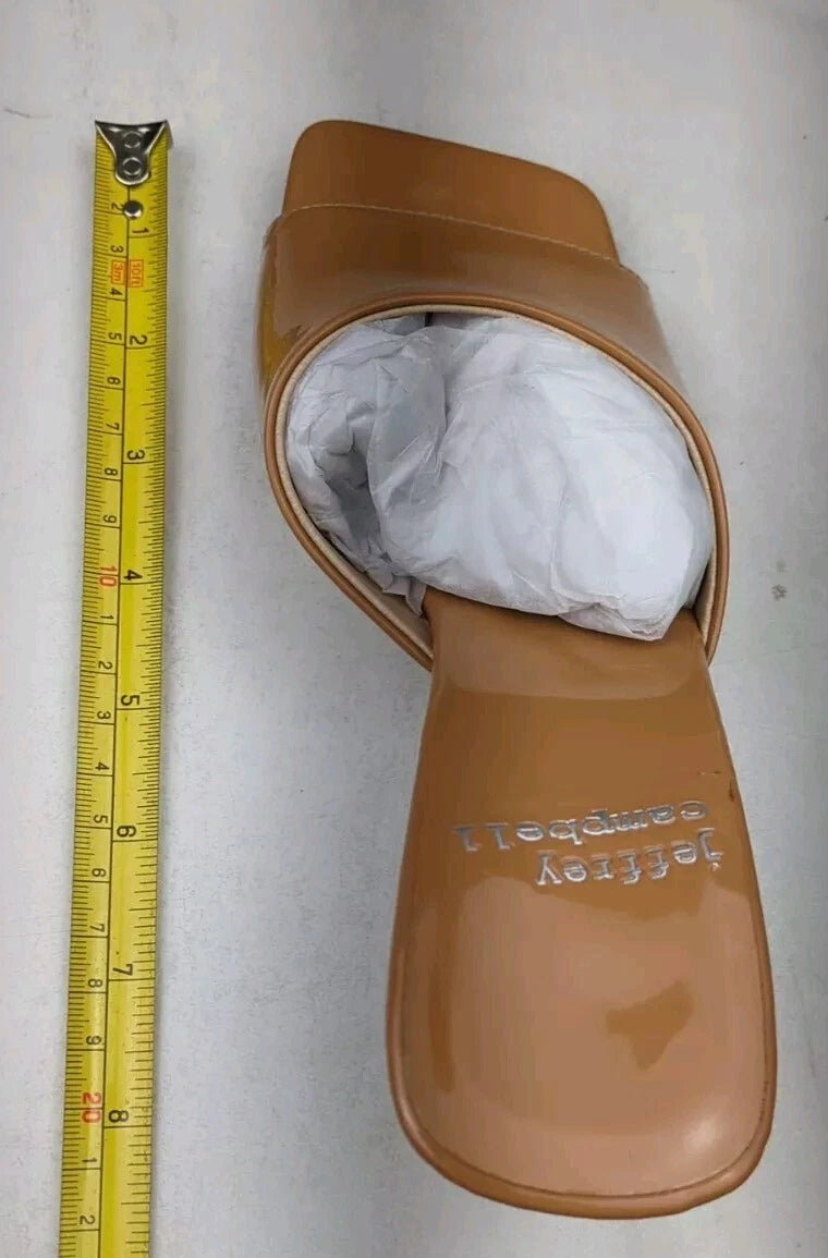 Jeffrey Campbell Mr-Big Slide Sandal in Dark Nude Patent, Size 5.5