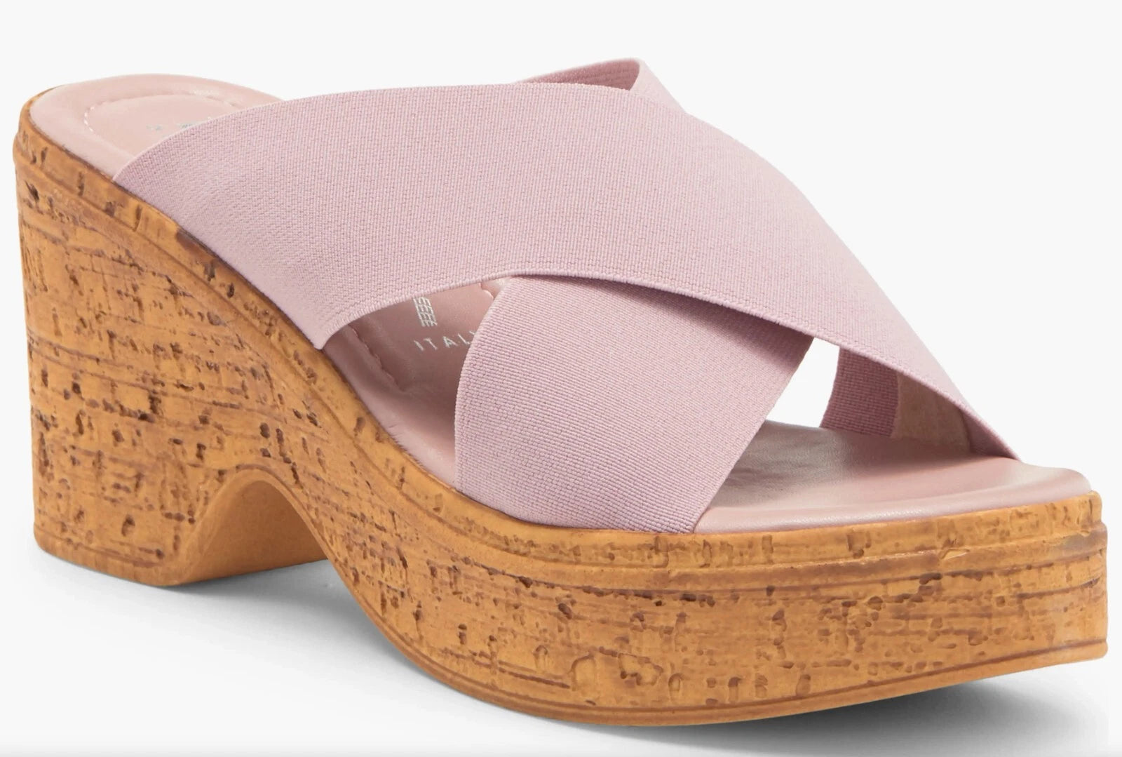 ITALIAN SHOEMAKERS NIB $120 NAIBE  CRISSCROSS PINK PLATFORM SLIDE SANDAL. 8.5 M