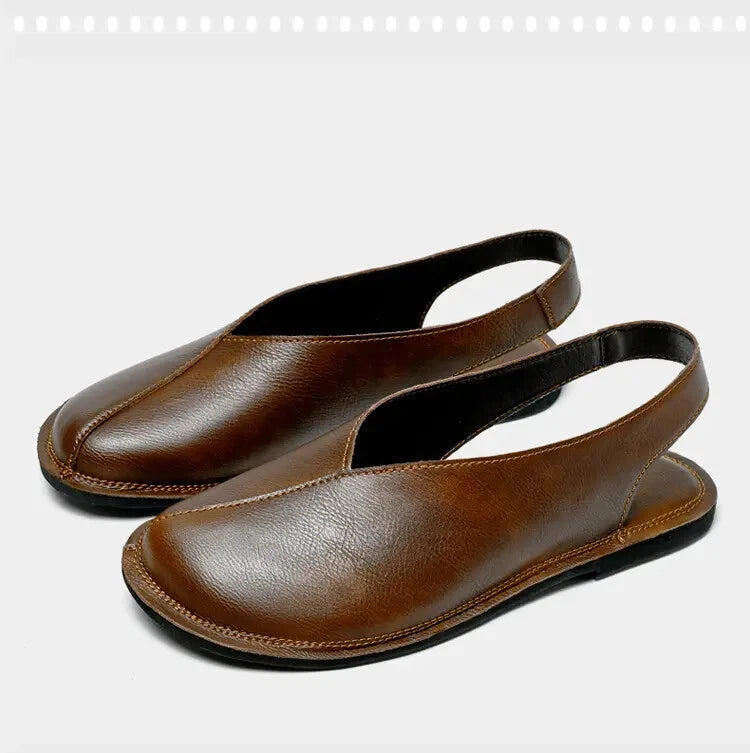 Mens Closed Toe Slingback Sandal Fashion PU Leather Formal business shoes Summer