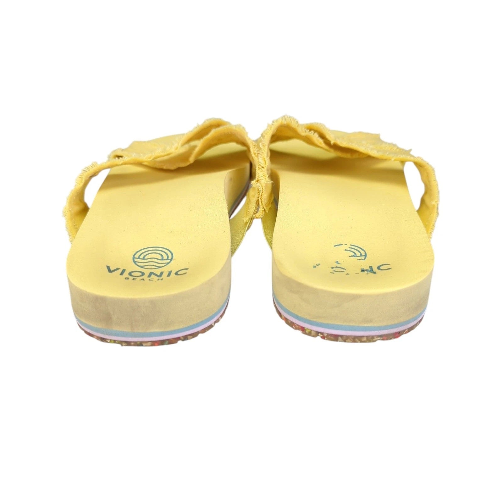 Vionic Panama Beach Malibu Yellow Fabric Crisscross Slide Sandals Women's US 10
