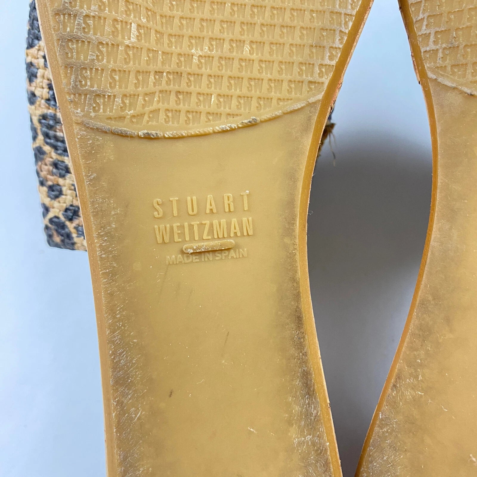 Stuart Weitzman Flatout Leopard Print Wedge Sandal Slide Women's Size 8