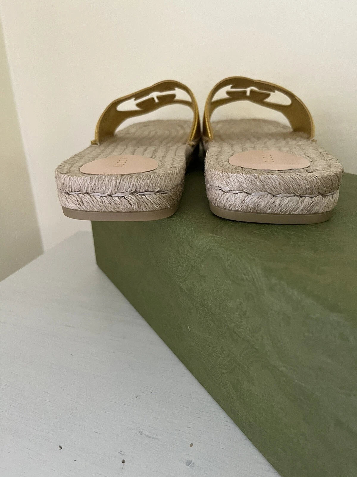 NIB GUCCI Interlocking GG Cut Out Espadrille Sandals 725830 Sz 39.5G US 9.5 $660