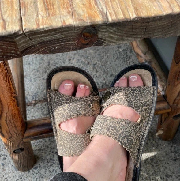 Algeria Leather Adjustable Slide Sandal Sandra Freedom Rock Comfort Brown Size 9