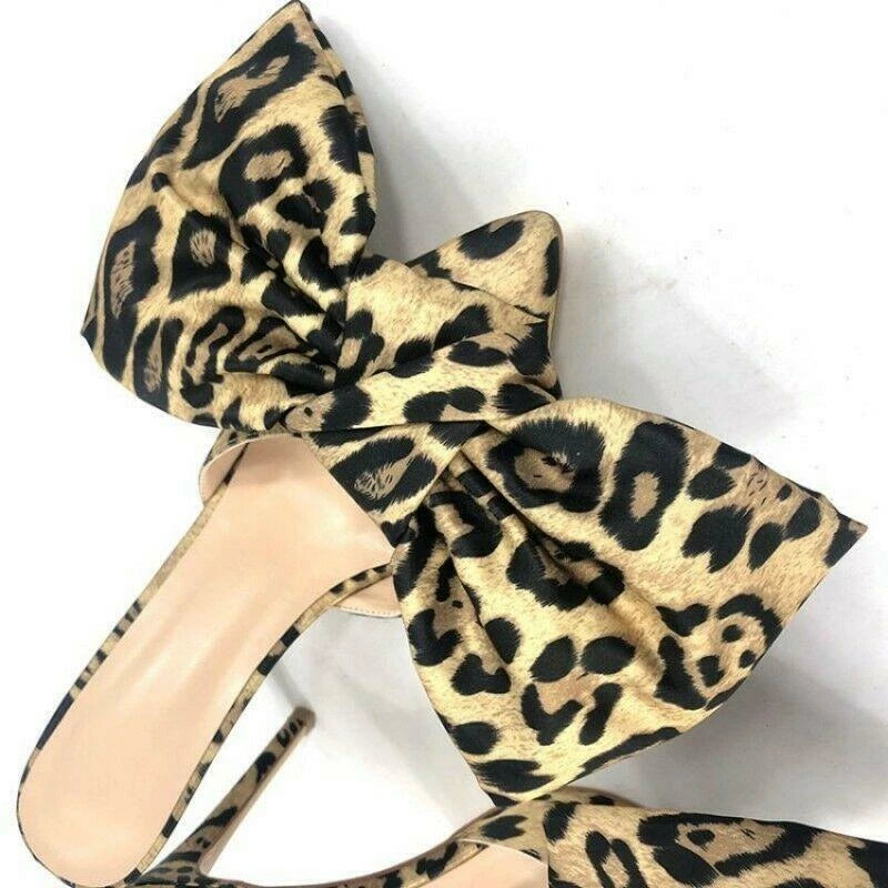 Fashion Womens Pointy Toe Big Bowknot Mules High Stiletto Heel Slippers Party