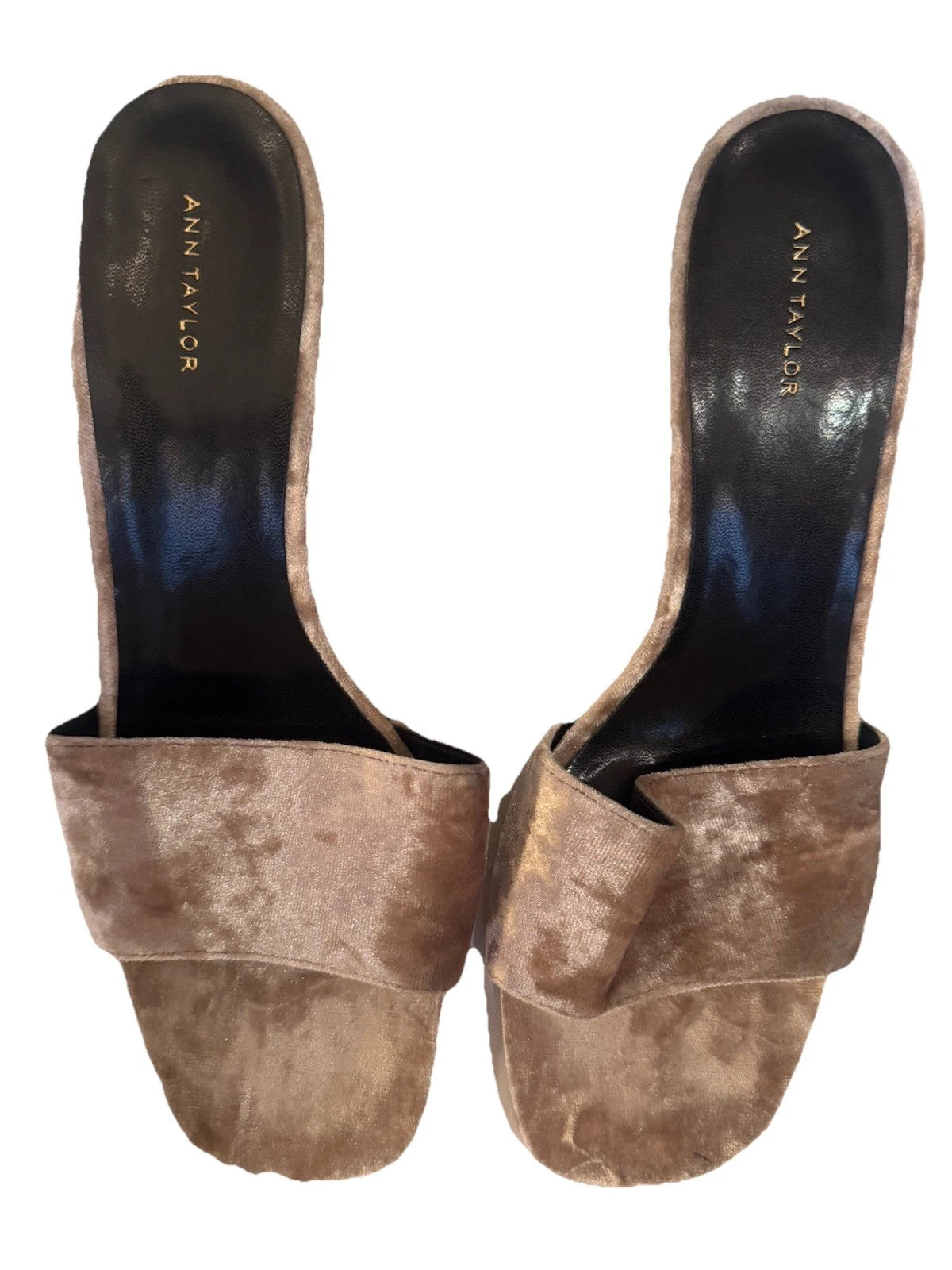 Ann Taylor Women’s Velvet Mule Sandals 3” Stilettos Bronze Size 9, Spring Sexy