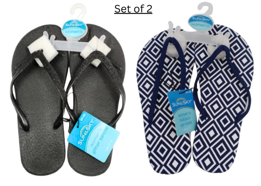 Sun & Sky Womens Fashion Summer Casual Flip Flop Thong Sandals Size 5-6 Set of 2
