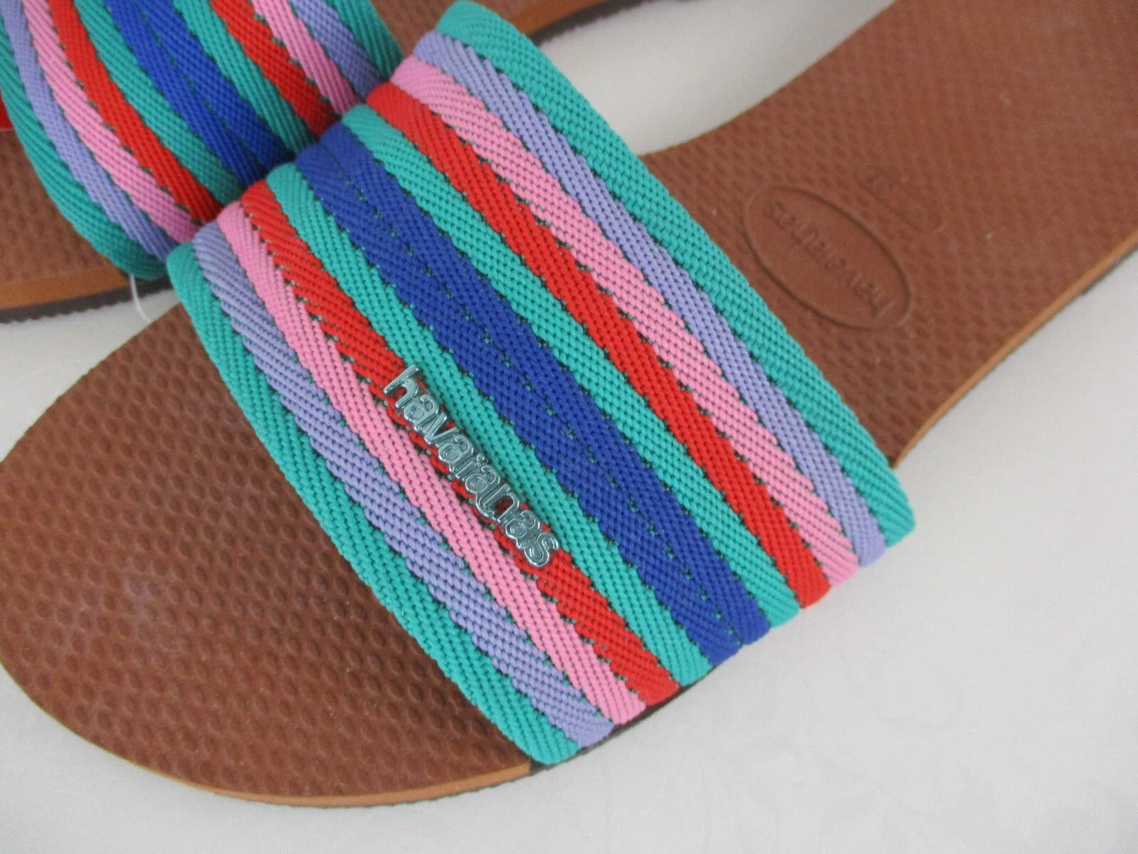 NWT Havaianas You Malta Slide Sandals in Multicolor Stripe size 7/8