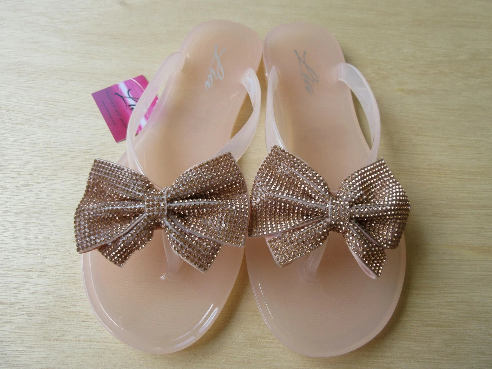 Lia Skin Jelly Flip Flop Sandal With Bow LIS 4029W Style Shiny Various Sizes