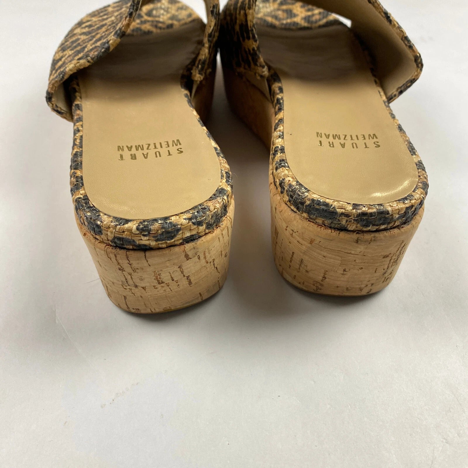 Stuart Weitzman Flatout Leopard Print Wedge Sandal Slide Women's Size 8
