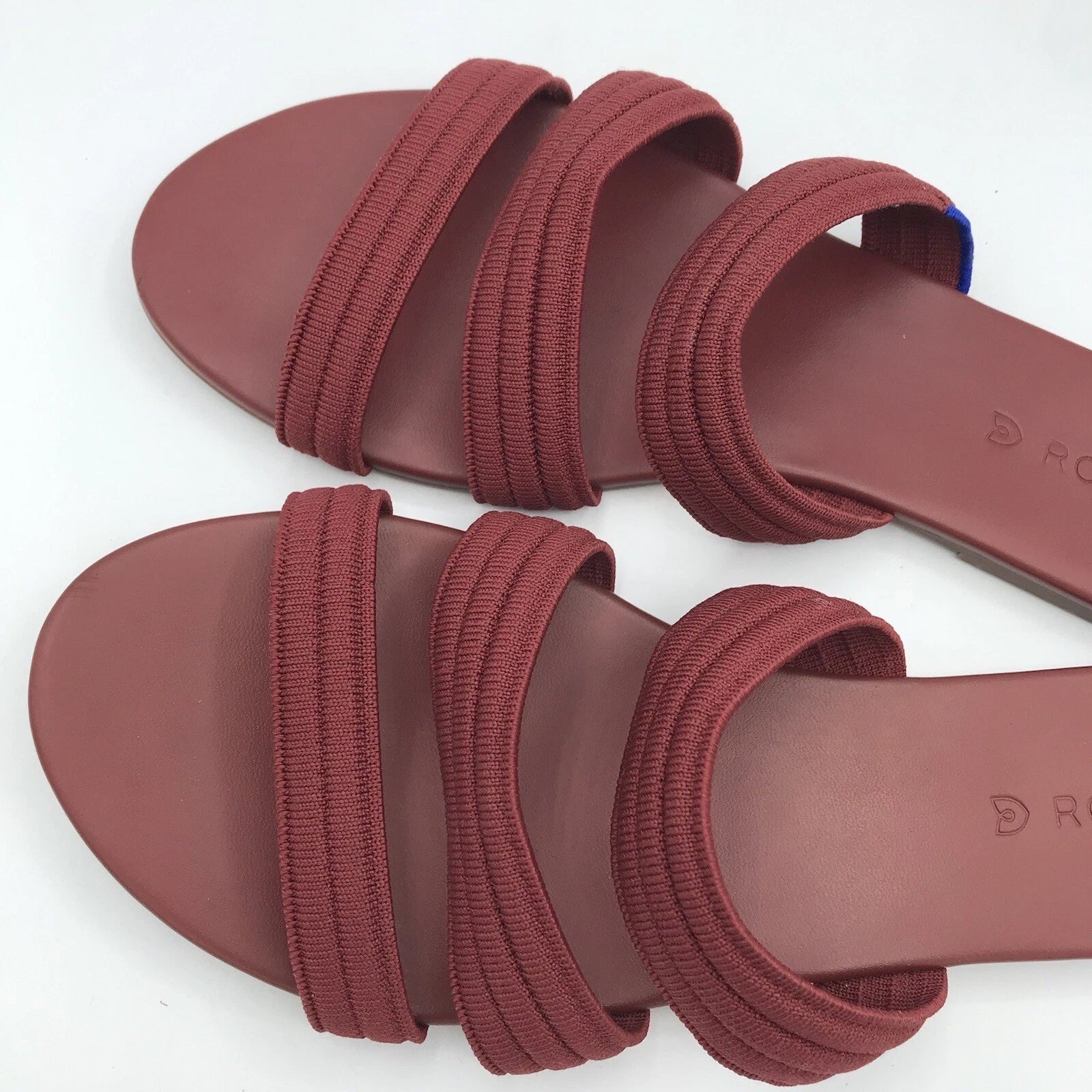 Rothy's Flat Sandals Women's 10 Sangria Red Triple Band Slides Retired Style EUC