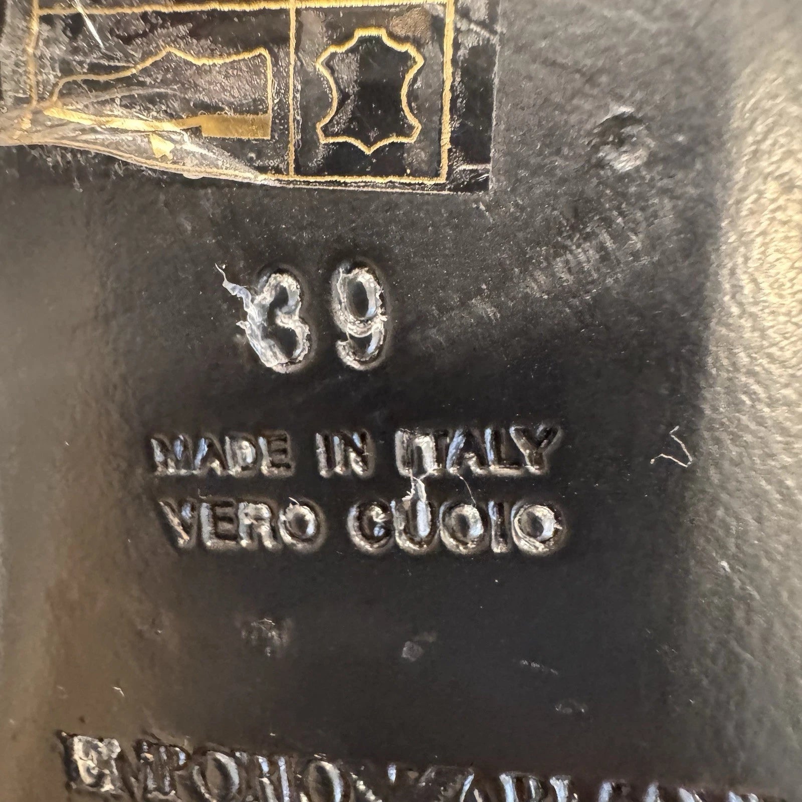 Emporio Armani Women’s Open Toe Slide Mules Brown Leather Size US 9 EU 39