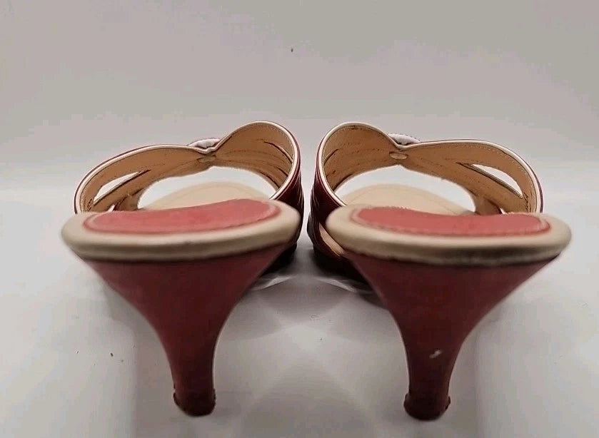 Cole Haan Stunning Leather Kitten Wedge Slides 8.5AA Party Holiday #210