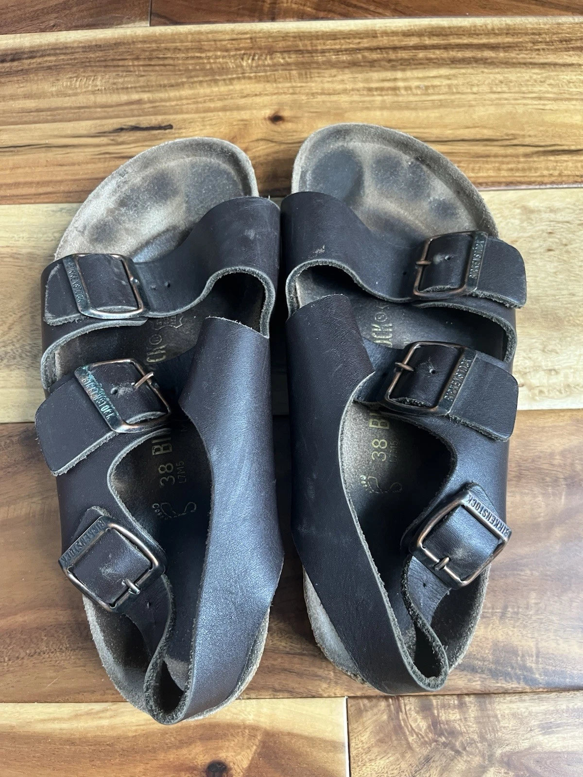 RARE🔥 Birkenstock Birki's Black Heel Strap Sandals Sz 38 L7 M5 Women's Milano