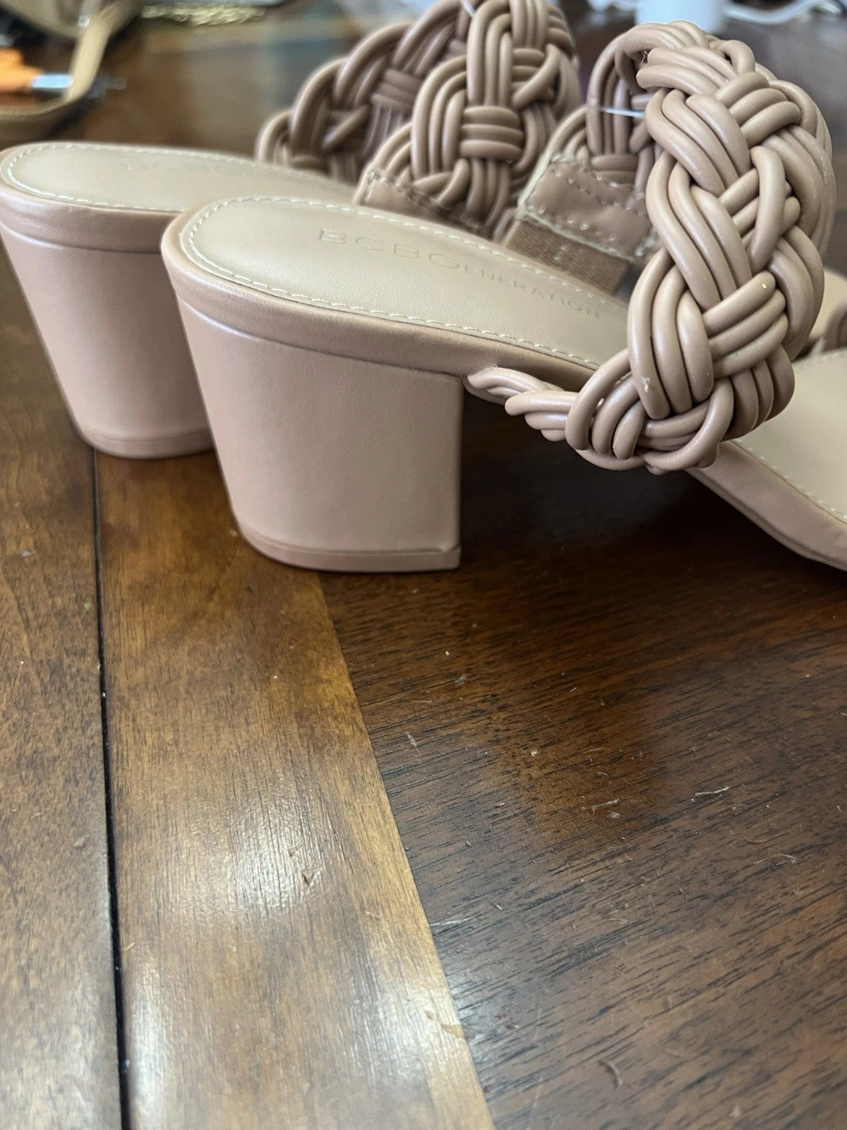 BCBGeneration Sisi Tan Braided Strap Sandals Size 7.5 NWOT