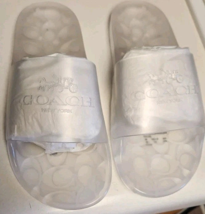 Coach C3068 Ulyssa Women Size 6 Rubber Jelly Slides Sandals Slip On New with Box