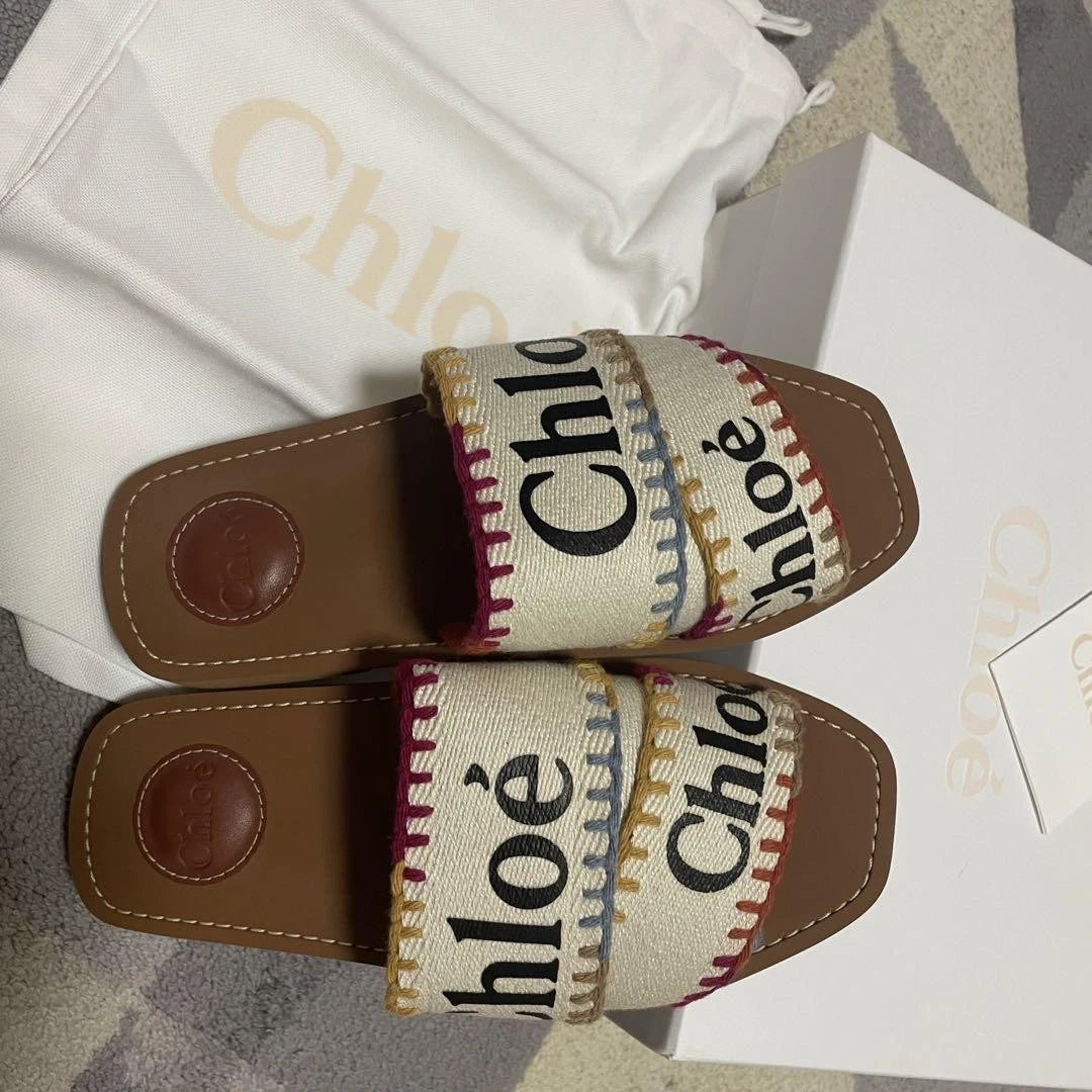 Chloe Sandals Logo Sandals Chloe WOODY SLIDES fashion women beach summer cute