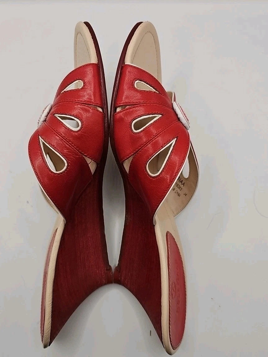 Cole Haan Stunning Leather Kitten Wedge Slides 8.5AA Party Holiday #210