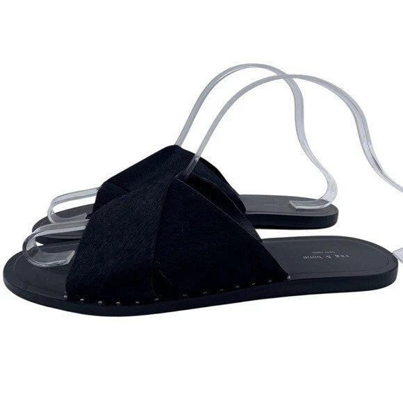 Rag & Bone Womens Shoes Keaton Slide Sandals Sz 6 Black Leather Flat Designer