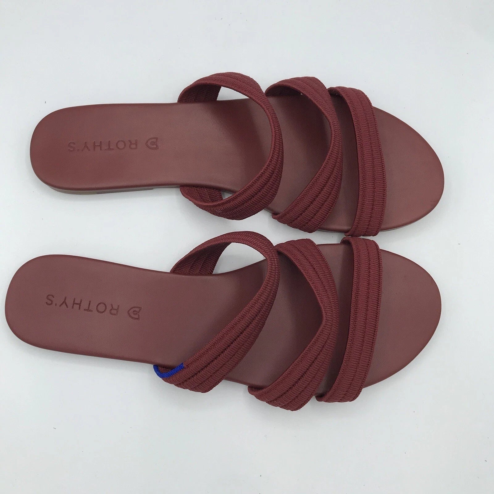 Rothy's Flat Sandals Women's 10 Sangria Red Triple Band Slides Retired Style EUC