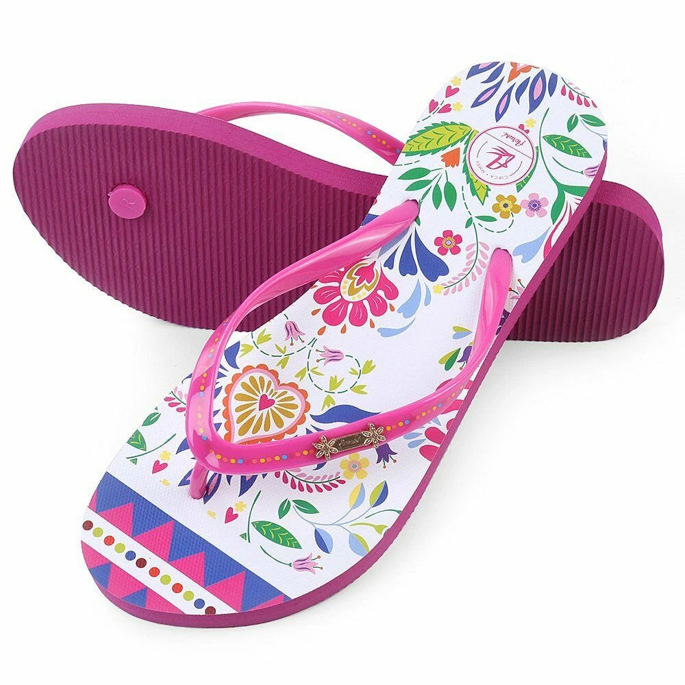 Aerusi Women Fashion Print Summer Beach Thong Flip Flops Non-Slip Casual Sandals