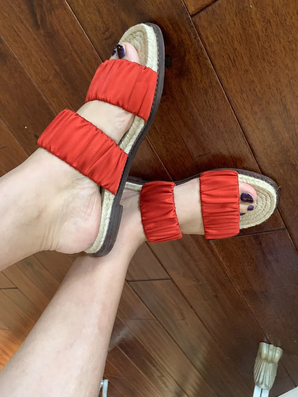 NEW MERCEDES CASTILLO Marcela Red Satin Spadrillers Sandal, Women Size 39/US 9M