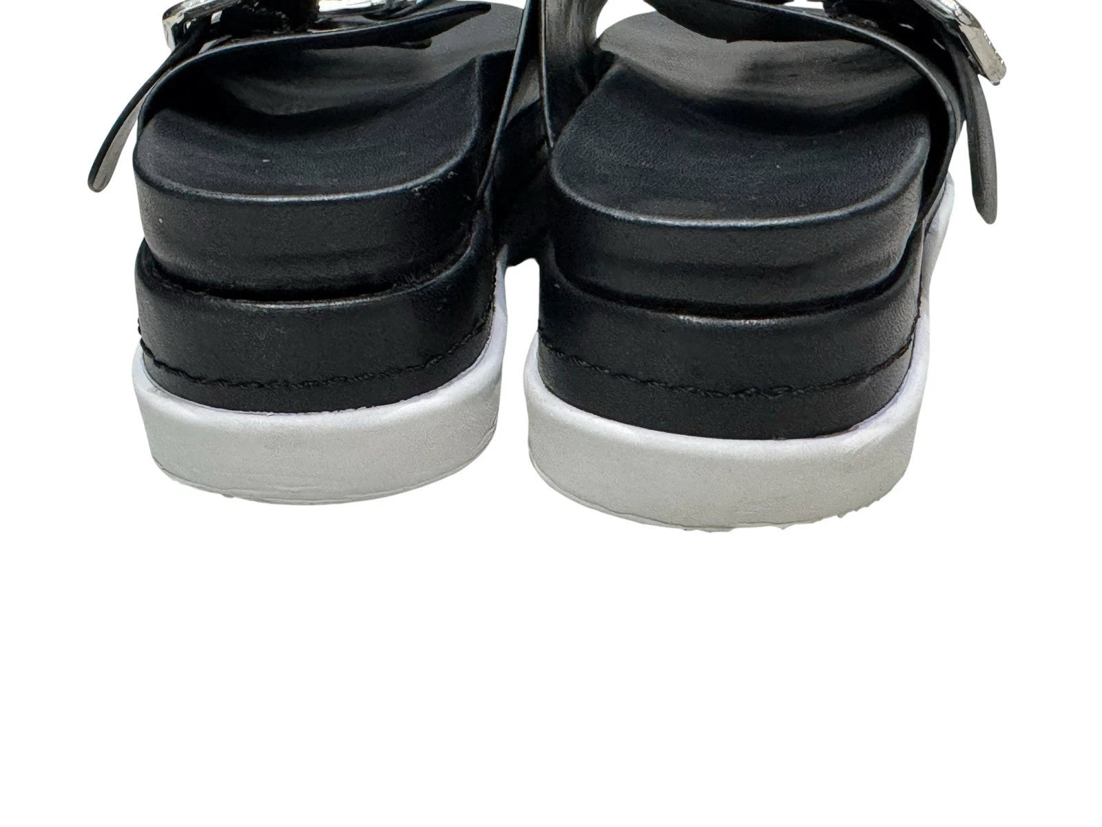 J Slides NYC Black Platform Double Strap Slide Sandals Womens Size 6M