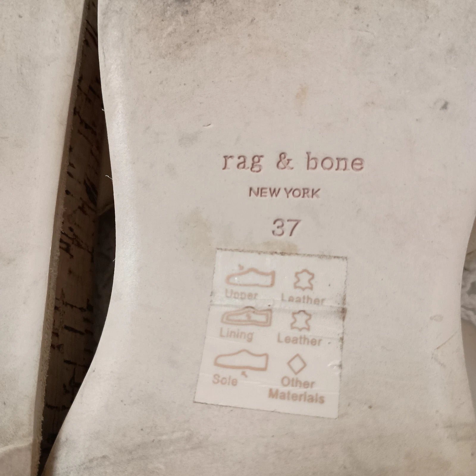 Rag & Bone Platform Sandals Ivory Leather Slide Slip On Flat Cork Mid 7 Women 37