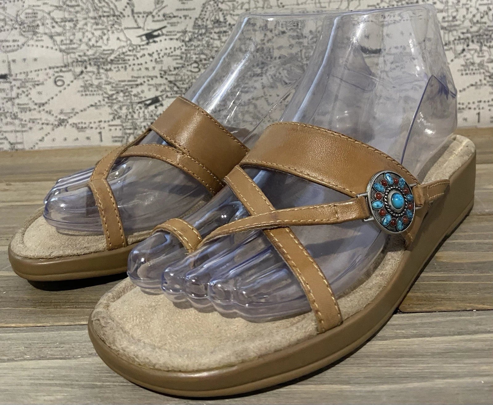 Minnetonka Brown Leather Sandals Size 6 Womens Comfort City Summer