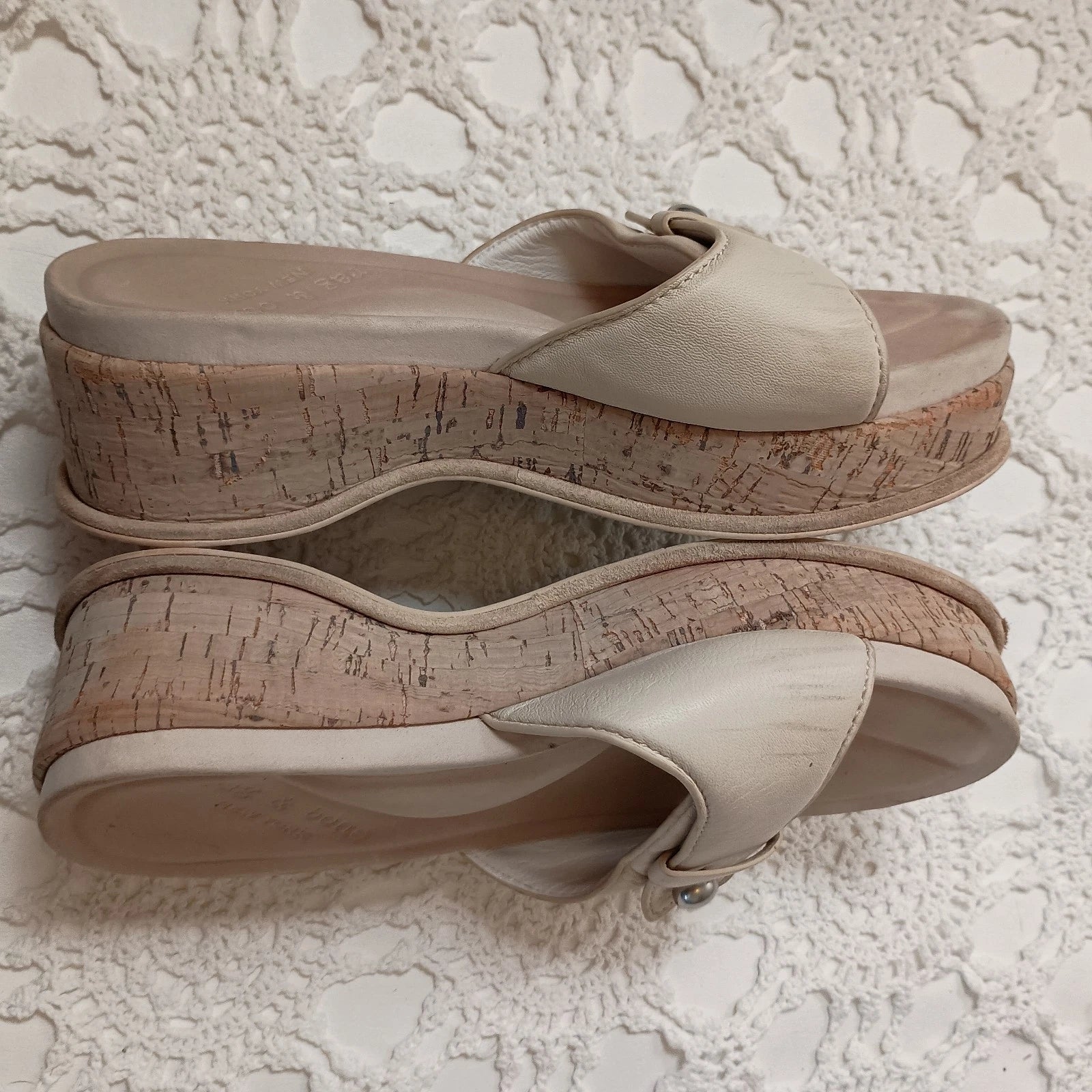 Rag & Bone Platform Sandals Ivory Leather Slide Slip On Flat Cork Mid 7 Women 37