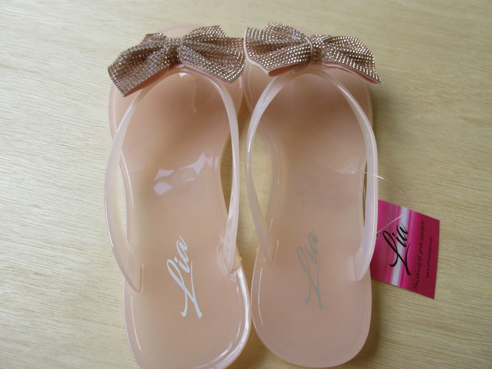 Lia Skin Jelly Flip Flop Sandal With Bow LIS 4029W Style Shiny Various Sizes