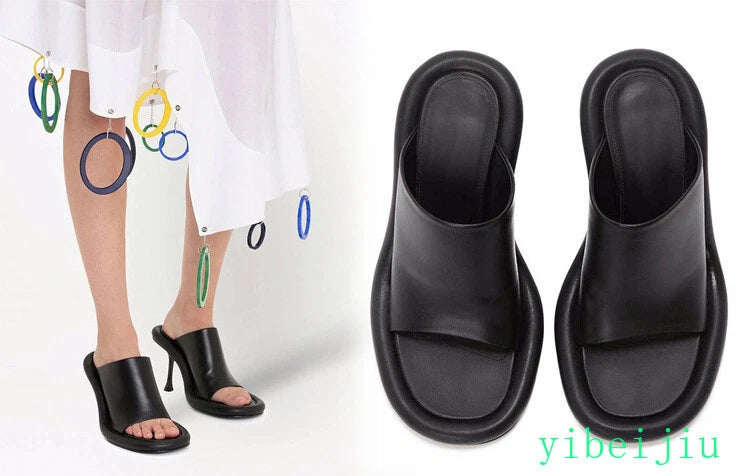 Summer Women's High Spool Heel Mules Dress Slides Slippers Party Sandals Fashion