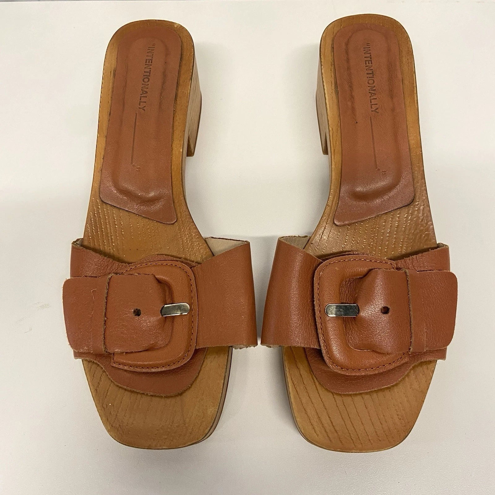 Intentionally Blank Marc Clog Canyon Wooden Heel Slip On Sandals Womens 38/8