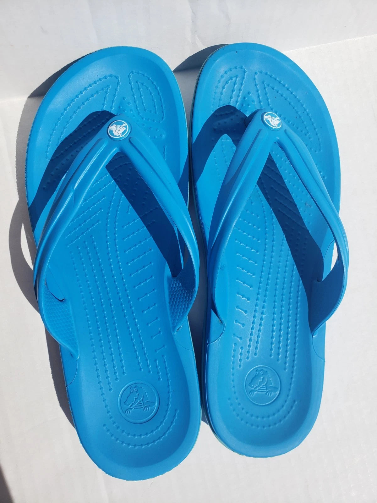 Crocs Iconic Women's Size 11 Comfort Flip Flop Style Sandal Teal Blue Thong