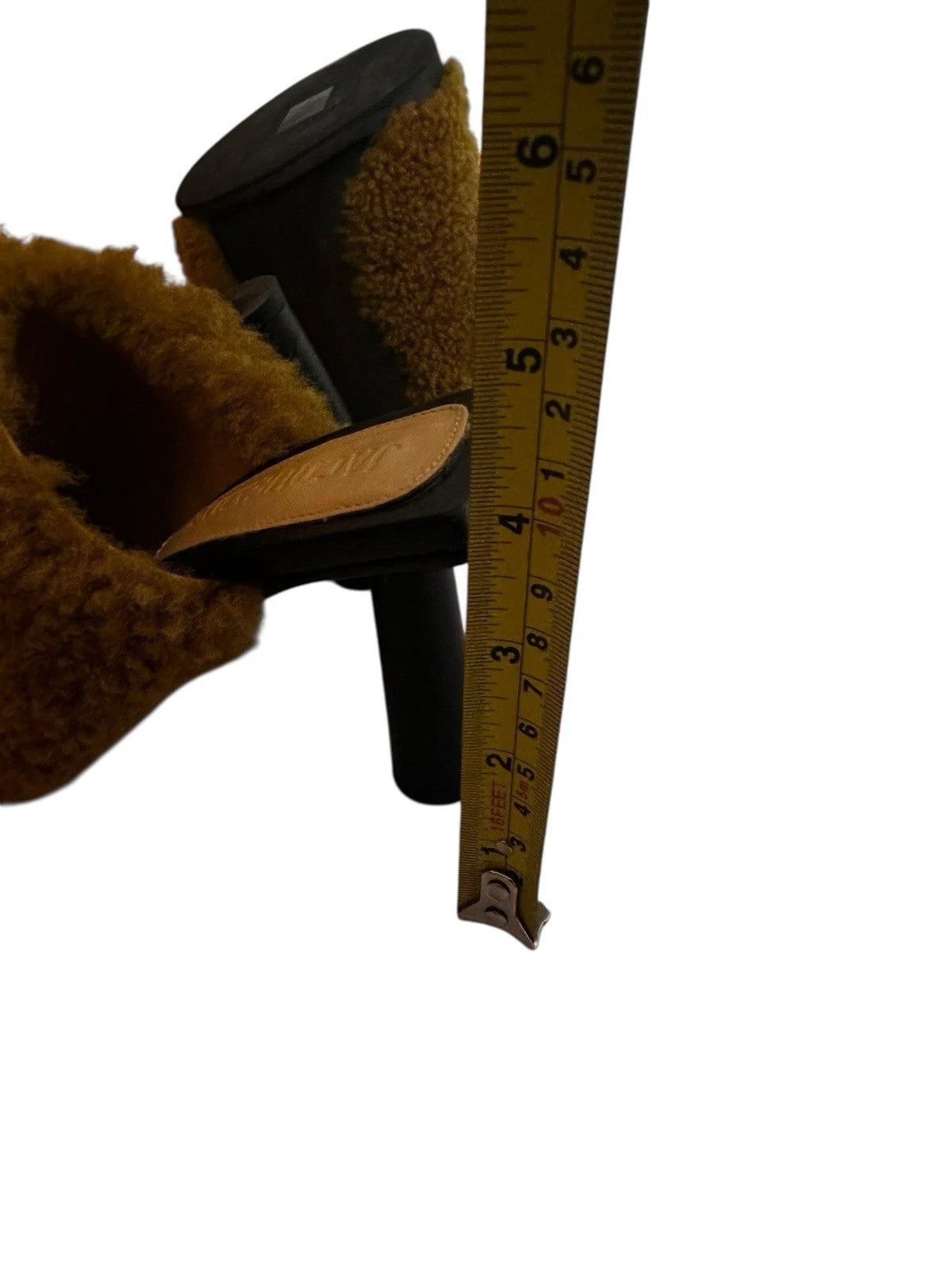 Jacquemus Les Mules Carre Rond Khaki Lambswool Shearling Heel Sandal Designer 39