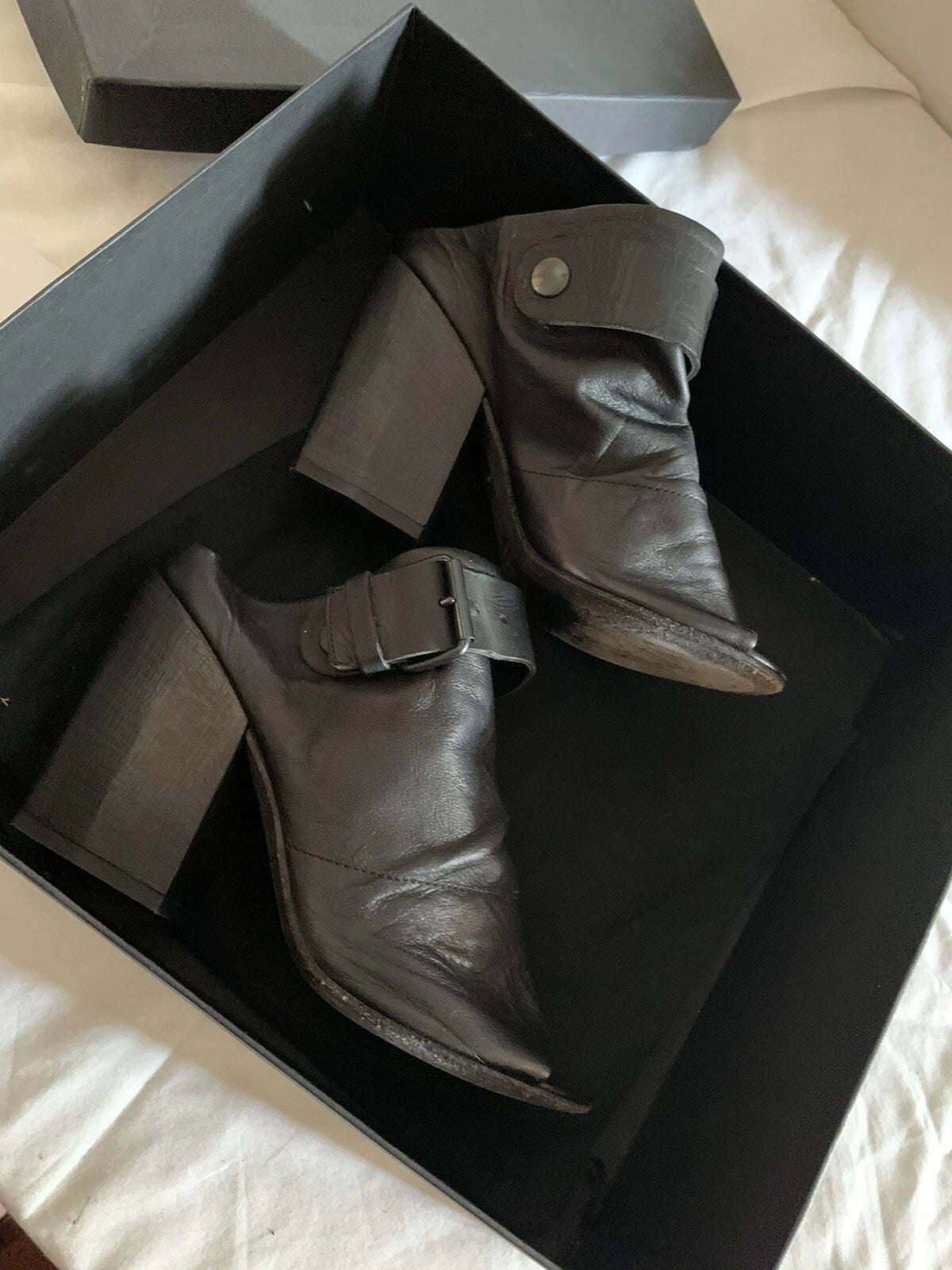 EUC! Marsell Bolla Black Soft Leather Block Heel Slingback Shoe Size EU 37/7