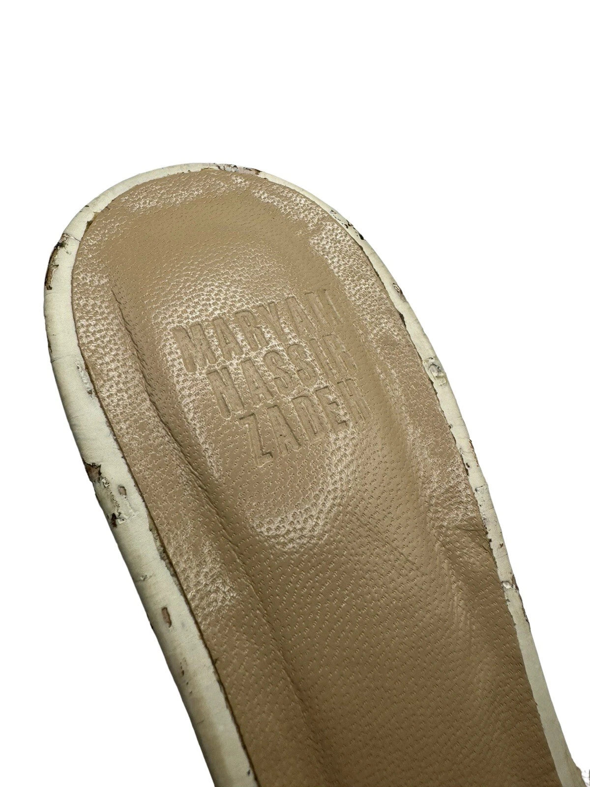 Maryam Nassir Zadeh Wedge Heel Slip On Sandal Burch White EU Size 37.5 US Size 7