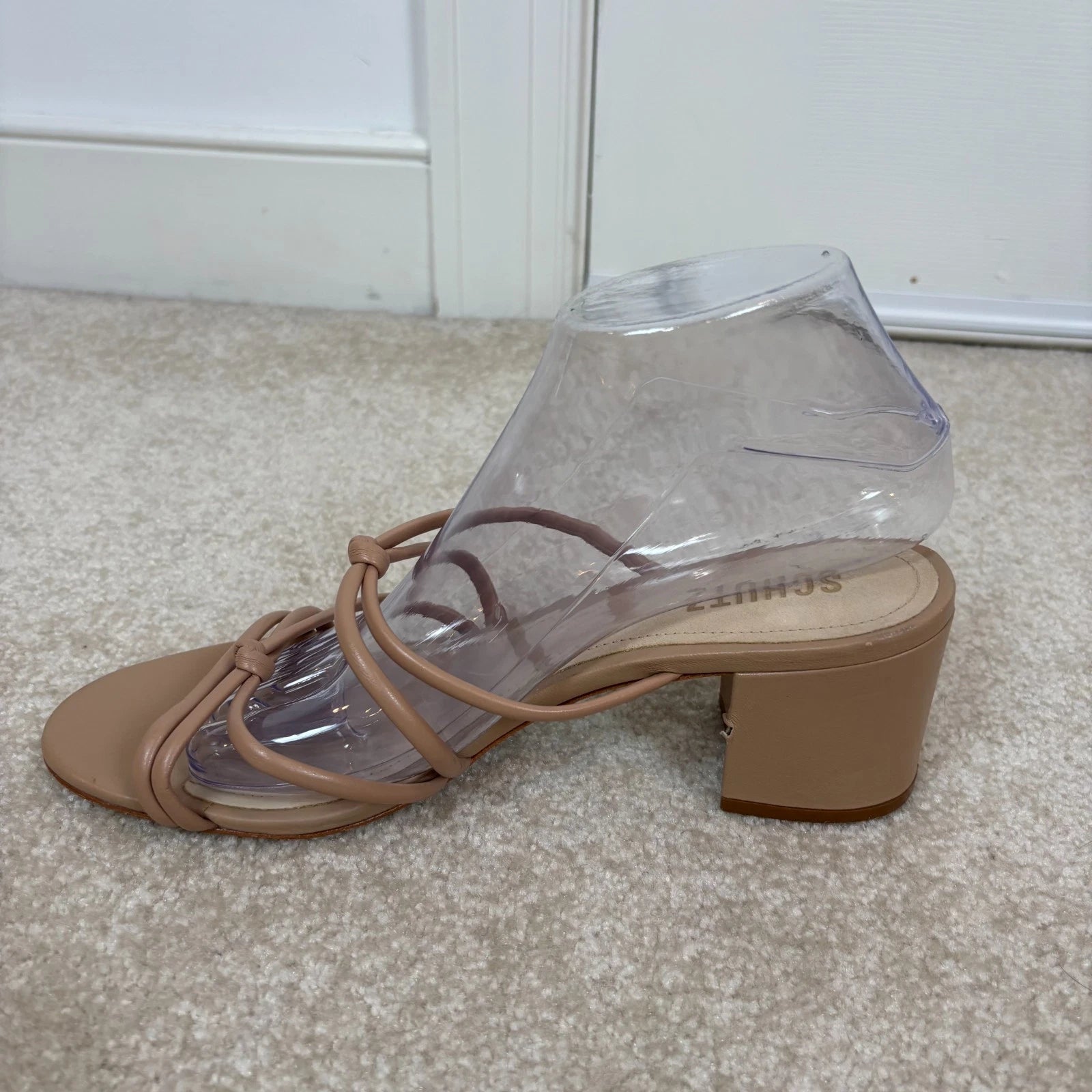 Schutz Princey Strappy Block Heel Slide Sandals Leather Size 9