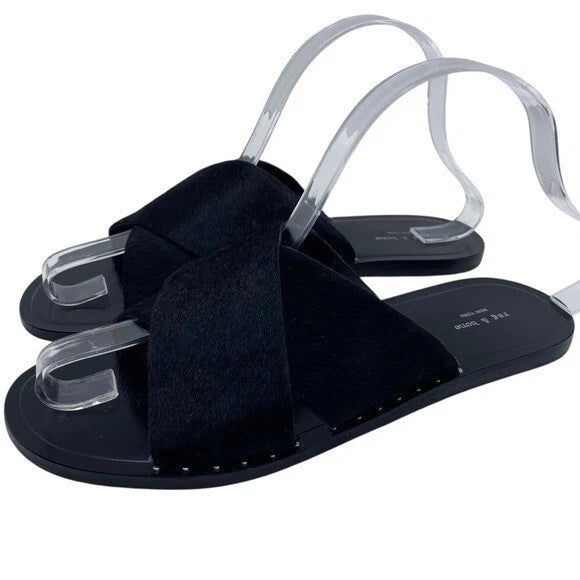 Rag & Bone Womens Shoes Keaton Slide Sandals Sz 6 Black Leather Flat Designer