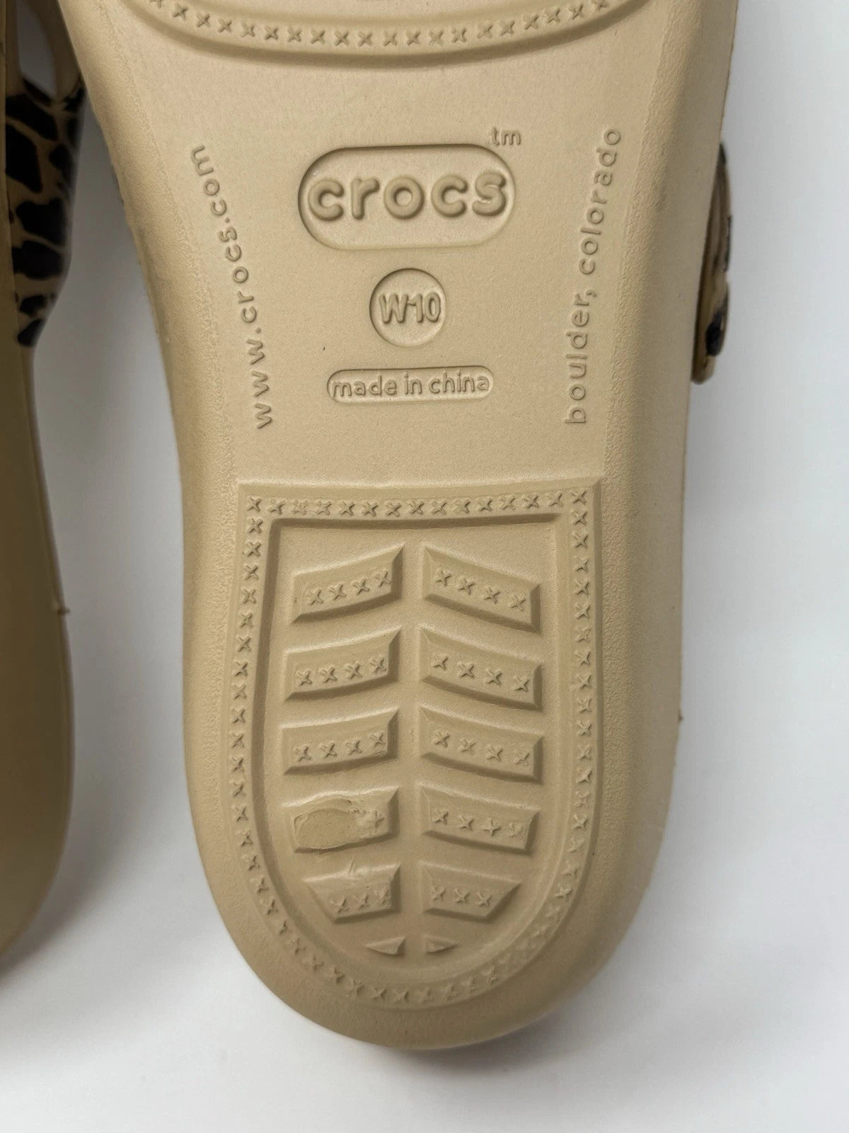 Crocs Patricia II Leopard Wedge Tan Slide Sandals W10 Women's Size 10 EUC