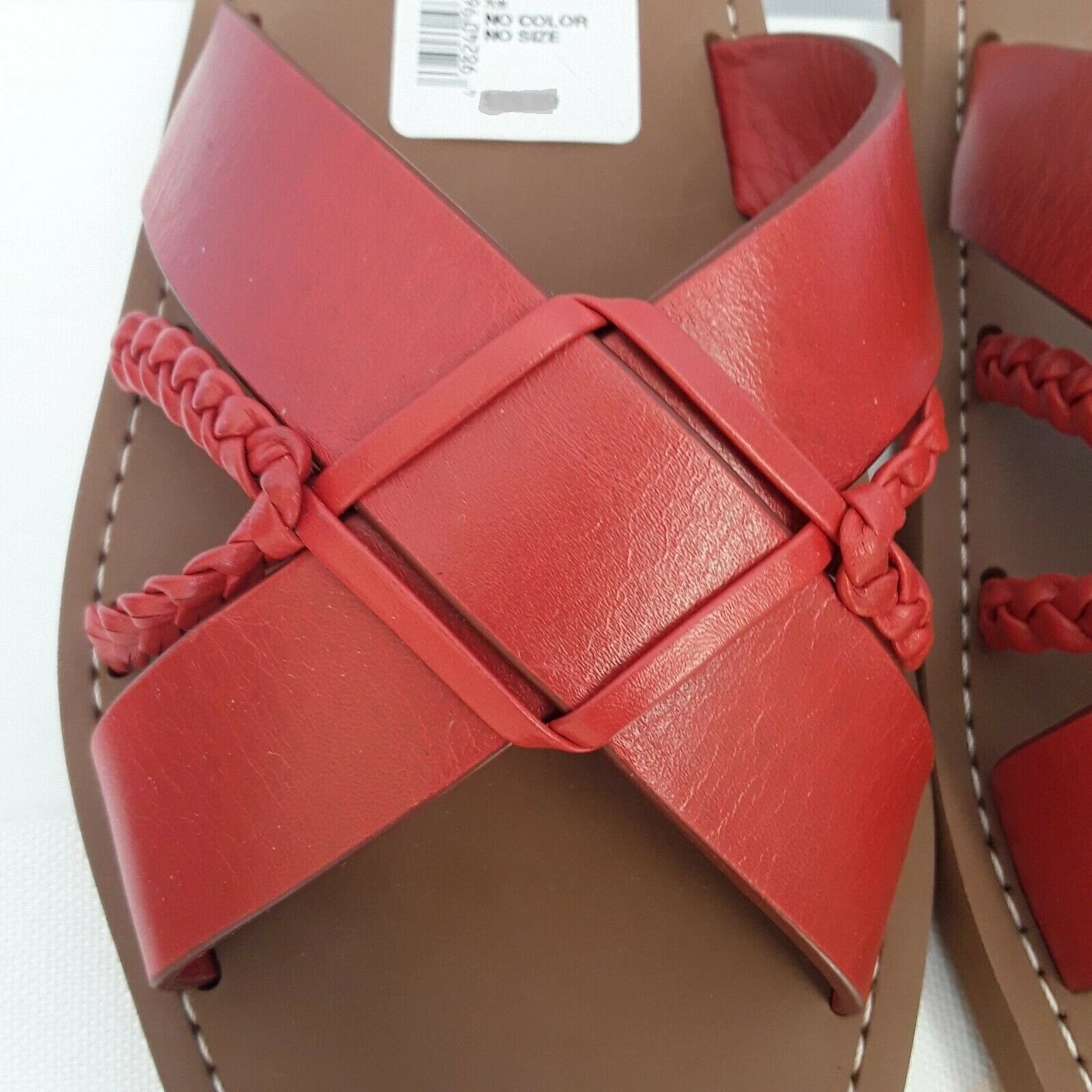 New CHLOE $450 Brick Red Leather Boho Criss Cross Slides Mules Flats Italy EU 42