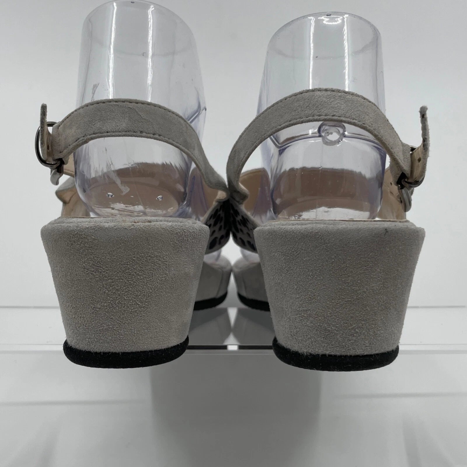 Sesto Meucci Size 10 Gray Suede & Silver Dots Wedge Toe Post Sandals NEW