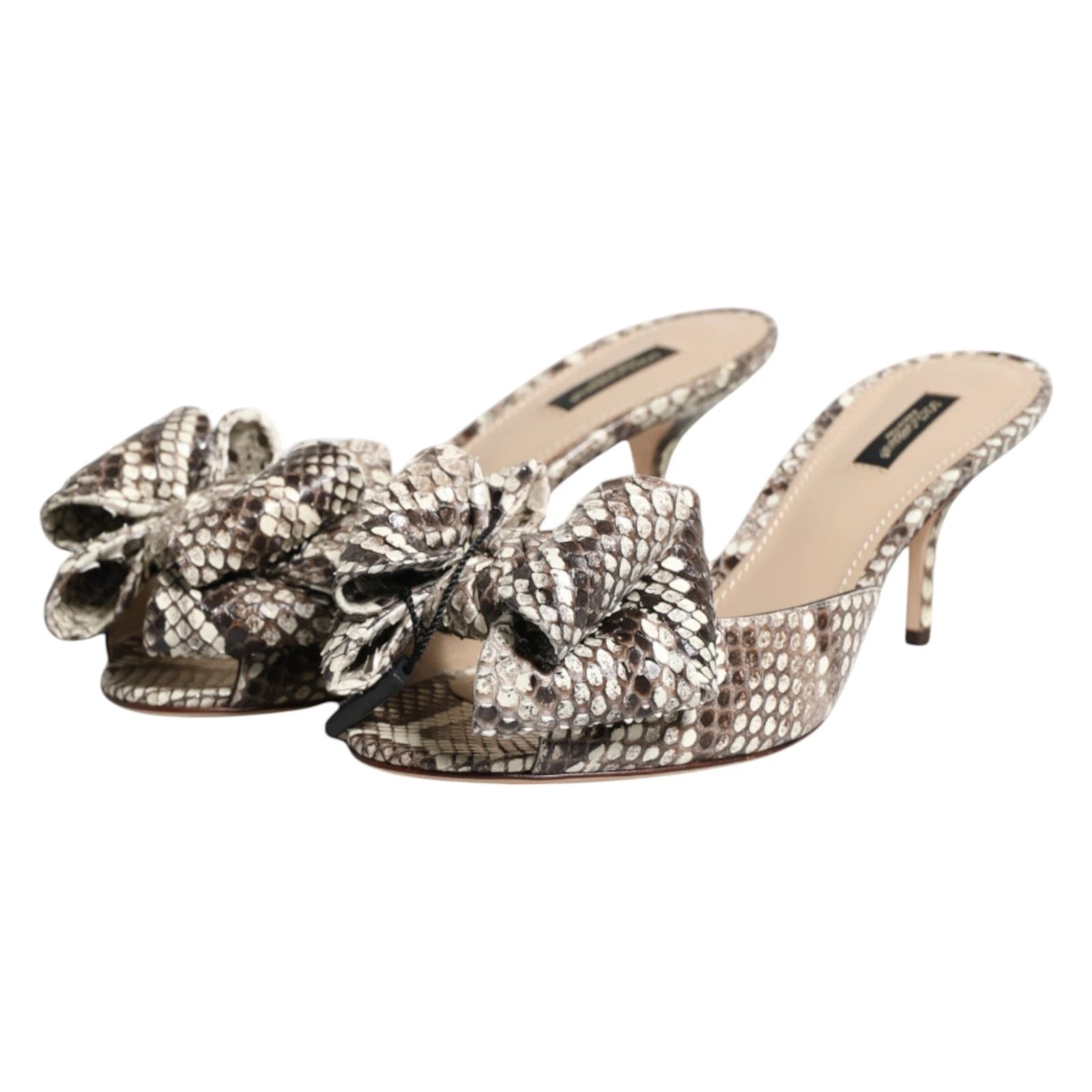 DOLCE & GABBANA Shoes Multicolor Keira Bow Leather Peep Toe Mules EU39 / US8.5