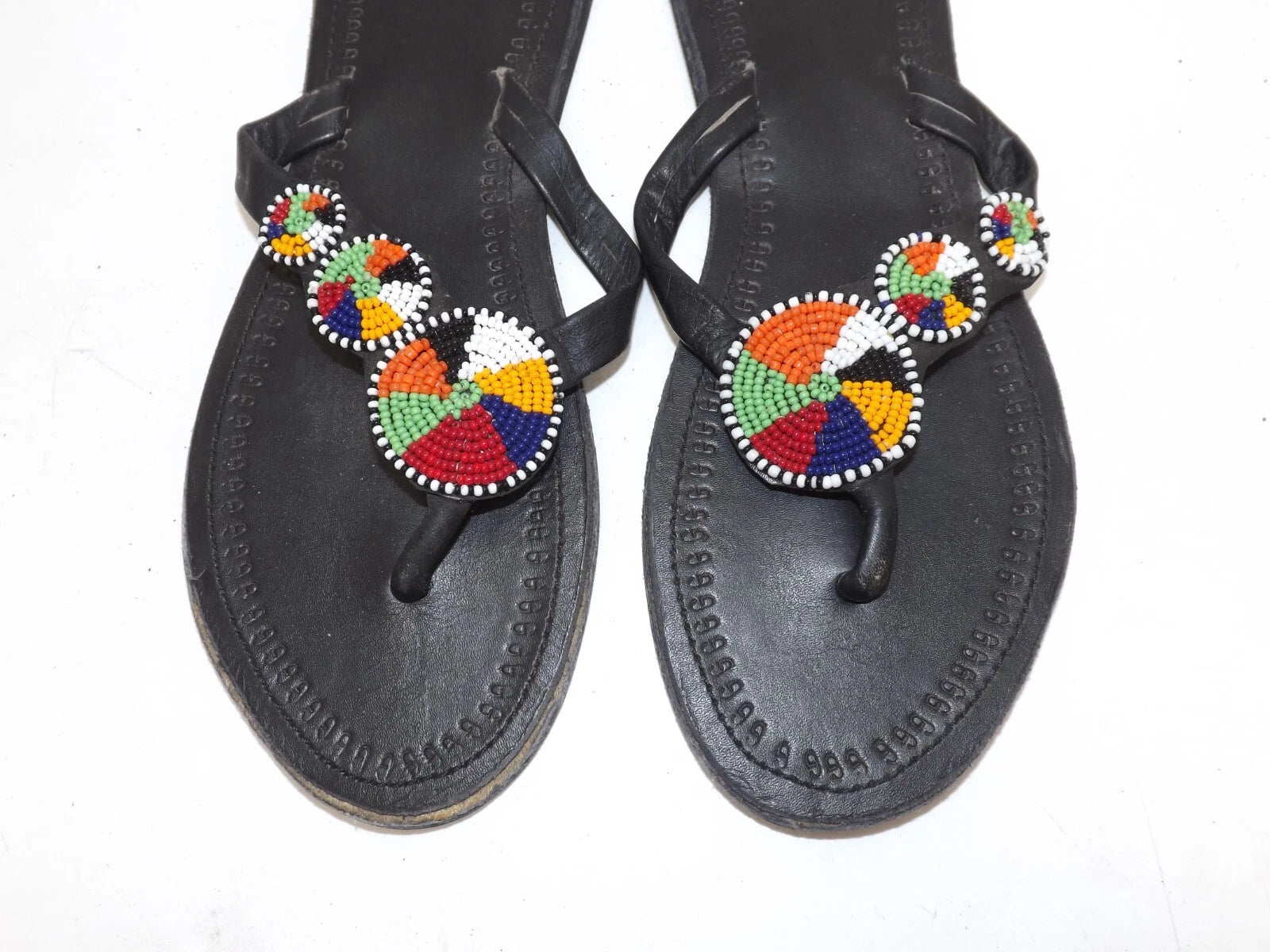 Maasai African style beaded sandals thongs flip flops - size 39