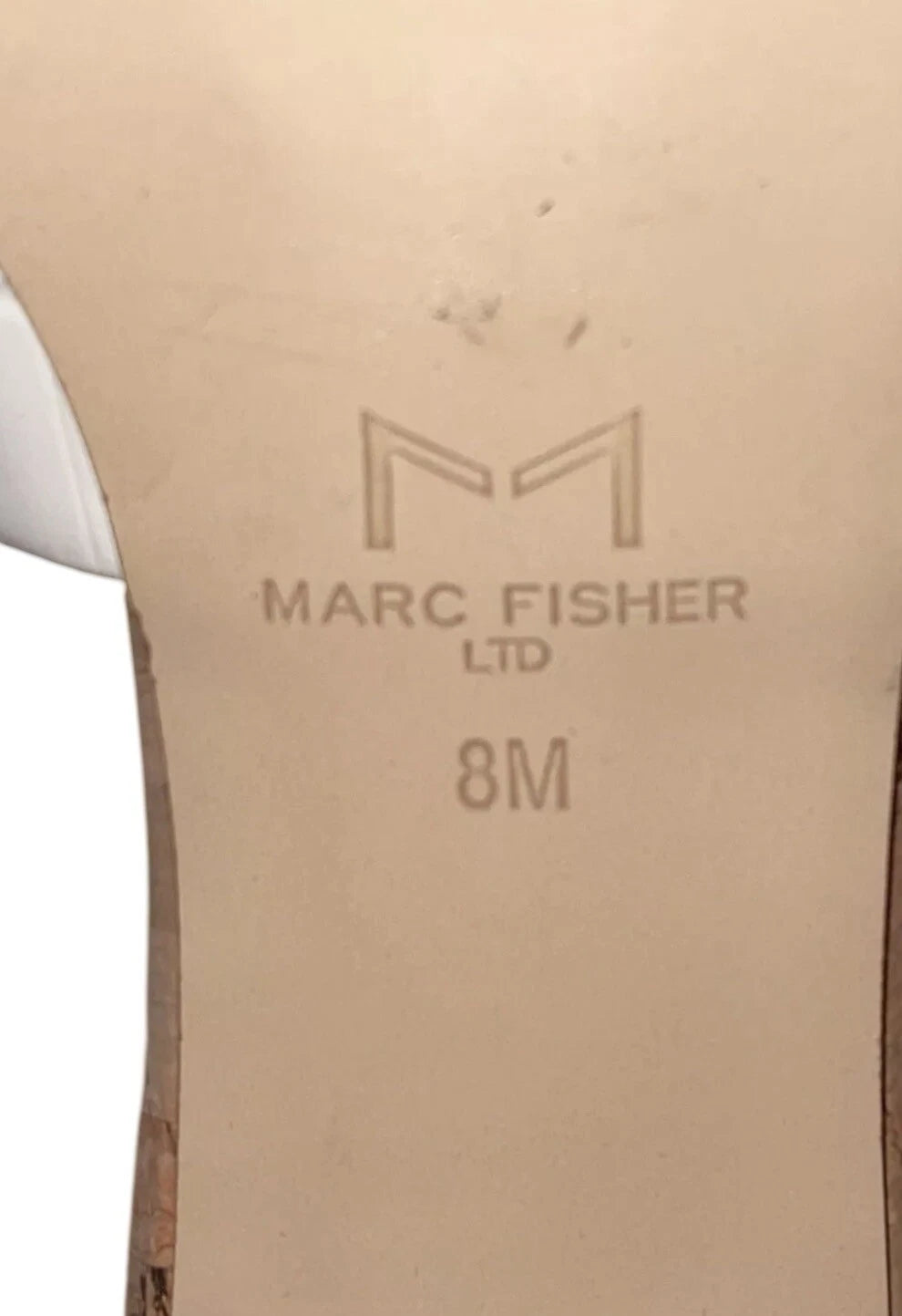 MARC FISHER LTD Naniya White Block Heels Chain Buckle Slides Women’s Size US 8M